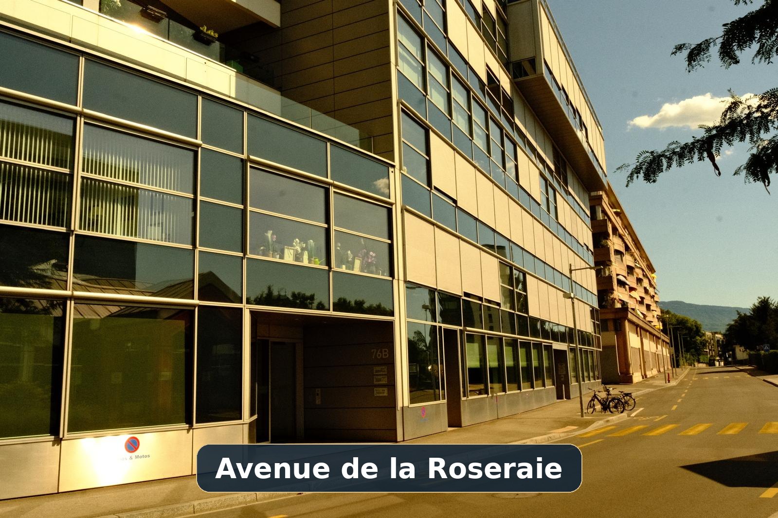 Avenue de la Roseraie entlang des Gebäudes 76B
